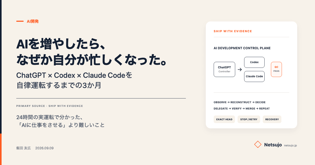 AIを増やしたら自分が忙しくなった経験から、ChatGPT ControllerでCodexとClaude Codeを制御するまでの3か月