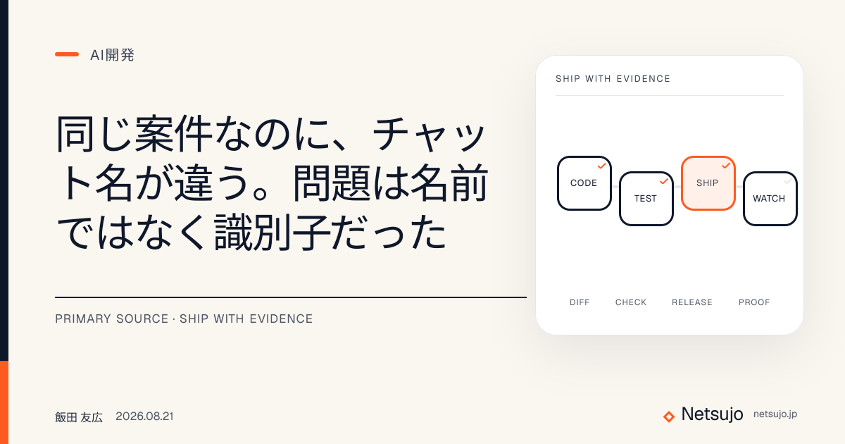 同じ案件なのに、チャット名が違う。問題は名前ではなく識別子だった