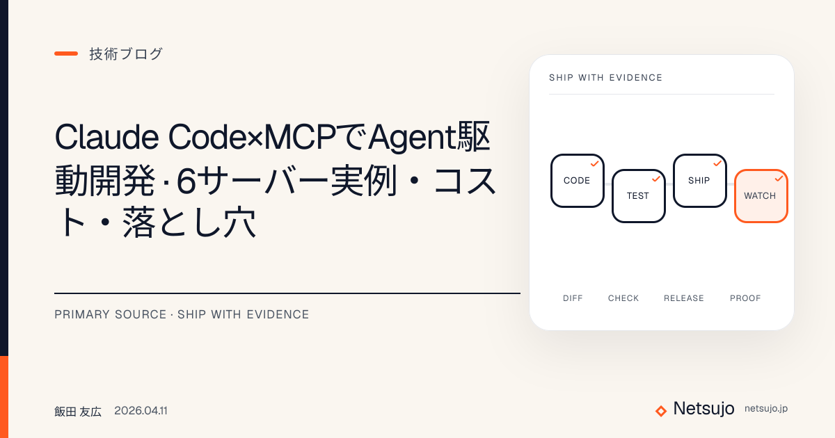 Claude Code×MCPでAgent駆動開発｜6サーバー実例・コスト・落とし穴